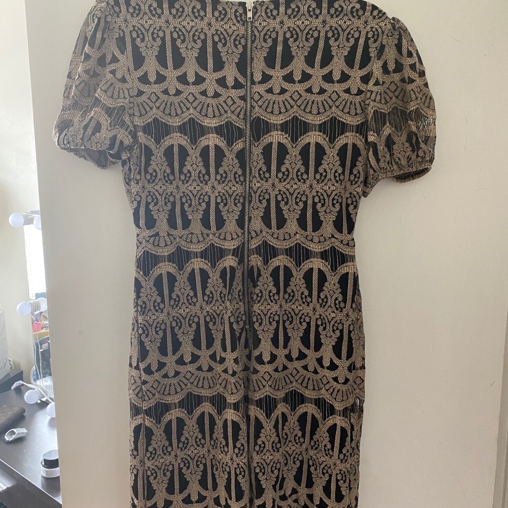 Black and gold scoop neck holiday dress